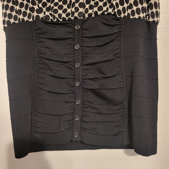 INC International Concepts Silk Black Polka Dot Y2k Stretch Waist Top Women's 10 - Picture 3 of 7